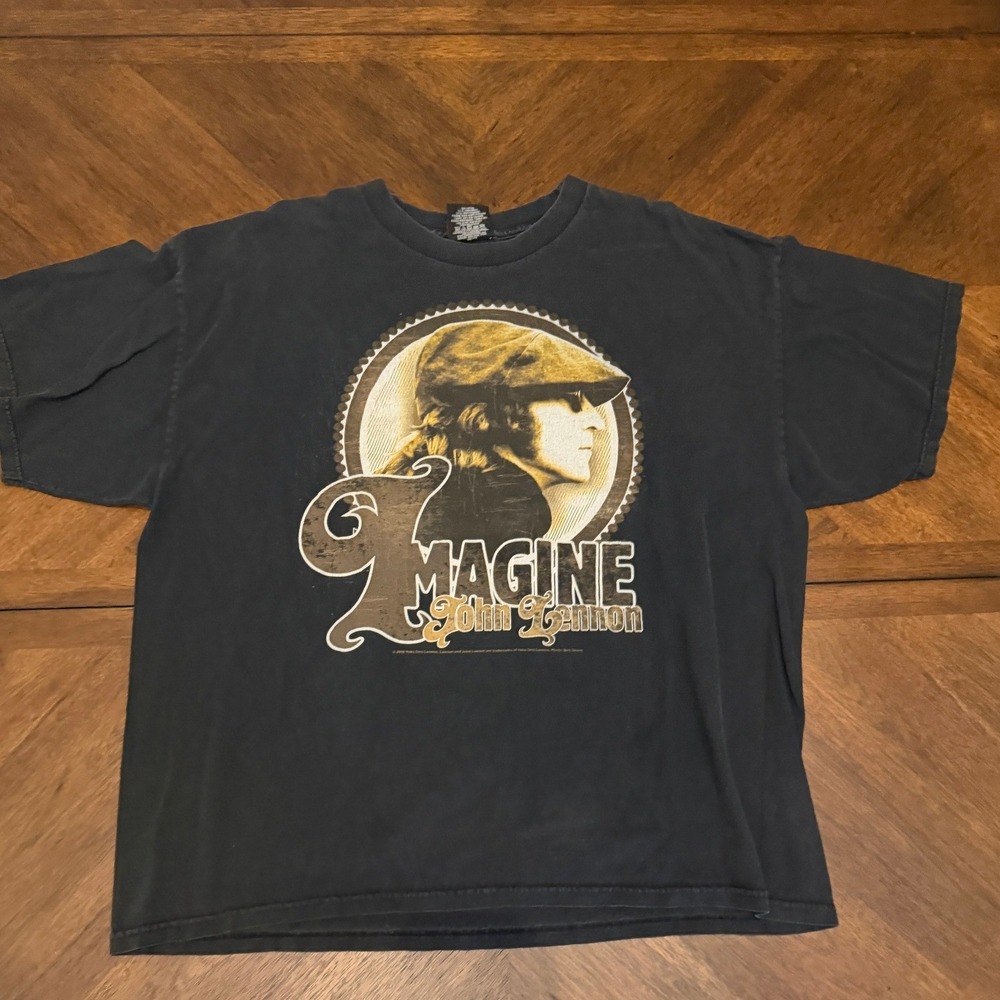 Zion Rootswear John Lennon Imagine T Shirt Mens 2XL Black Graphic 2010 Yoko Ono